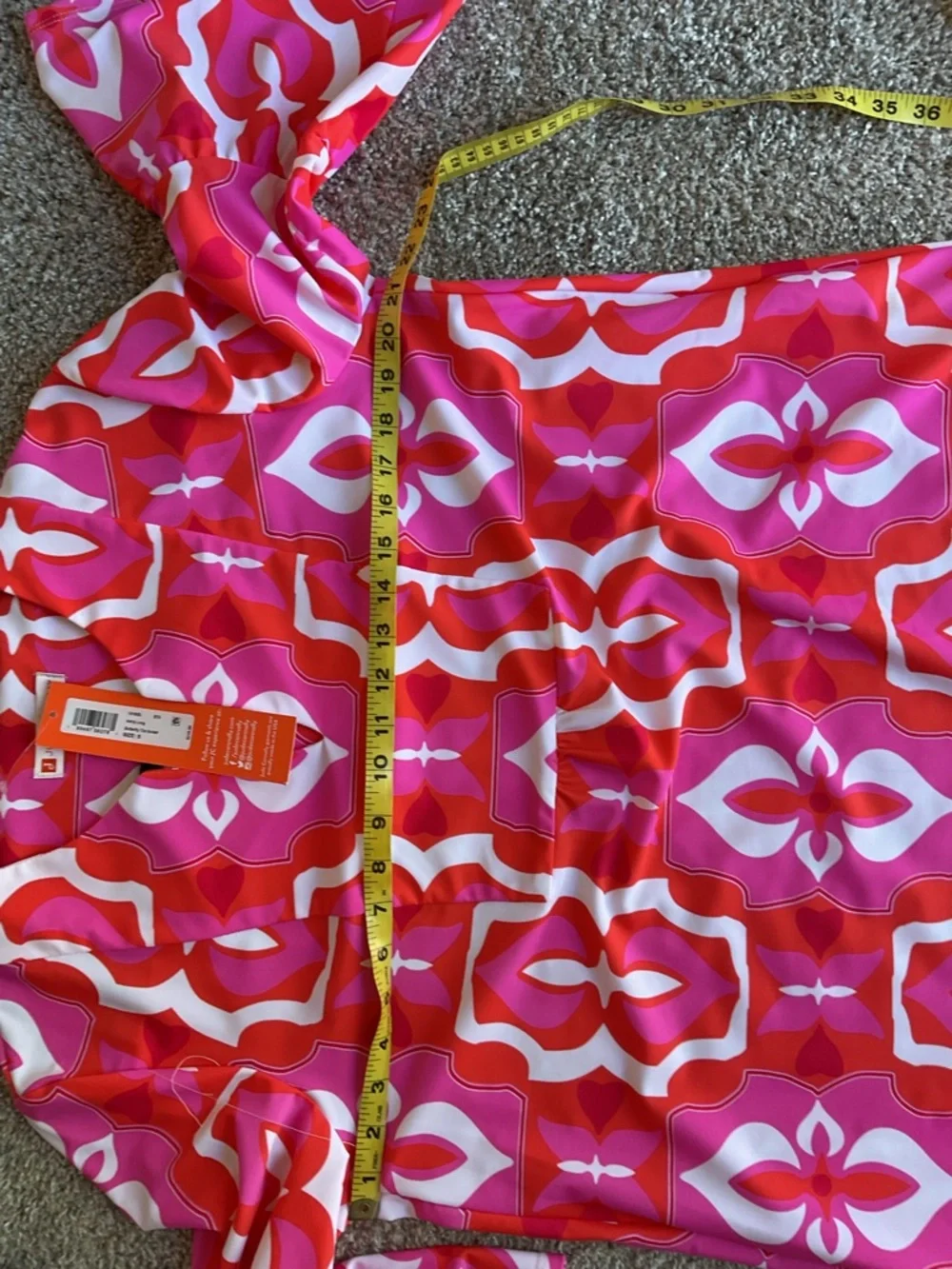 Jude Connally Red, Pink & White Butterfly tile 3/4 Sleeve Shift Dress - Picture 5 of 7